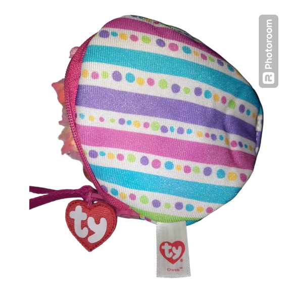 New - Ty 8" AND 5" Owen The Owl Plush Purse Zip Round Purse & Zip Coin Purse - Picture 13 of 13